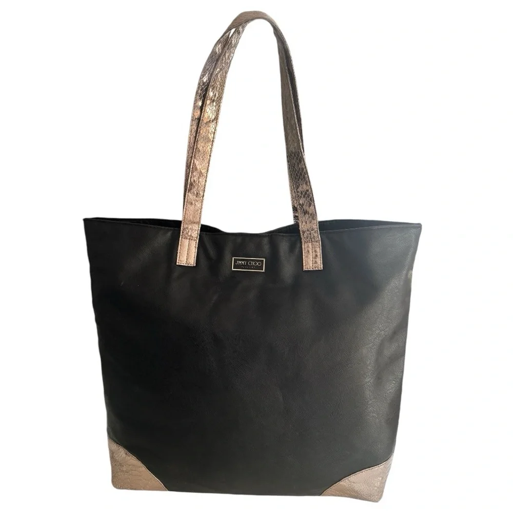 Jimmy Choo Parfums Black & Snake Print Faux Leather Tote Shoulder Bag!